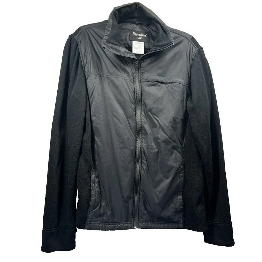 Refrigiwear Mens Jacket XL Fleece‎ Soft Shell Lightweight Pockets Black Full Zip